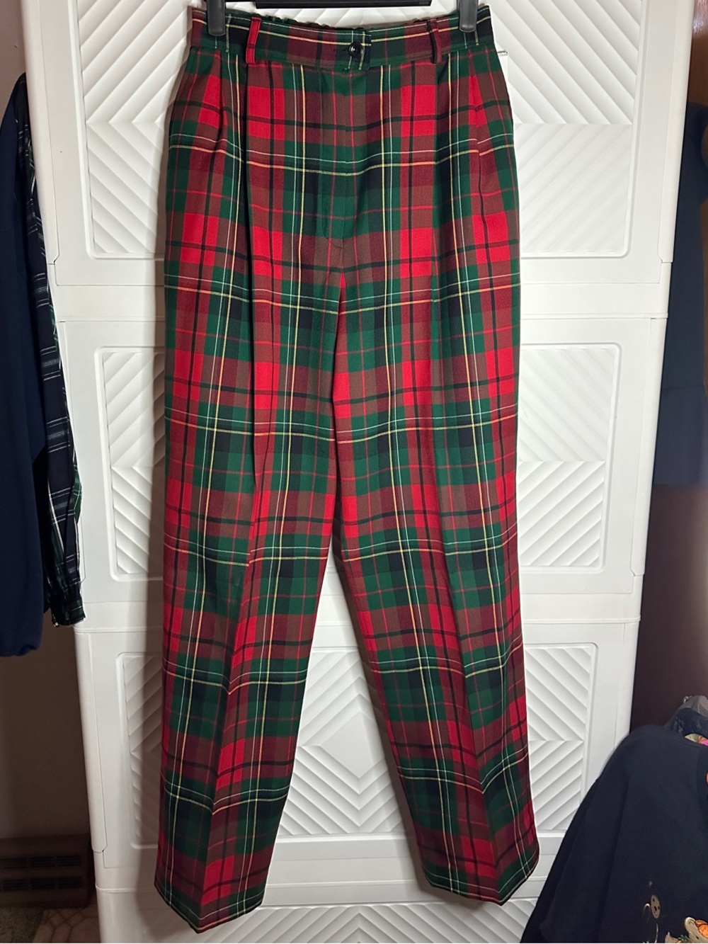 Pendleton Red & Green Plaid High-Waist Trousers
